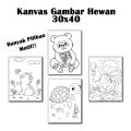 Kanvas Gambar Anak 30x40 cm Canvas Lukis Hewan Sketsa Mewarnai. 