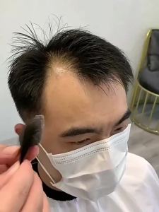 15cm Hand 100% human hair sideburns replacement patch wig patch mens fake bangs sideburns patch hairline wig patch