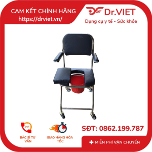 Ghế vệ sinh mặt nệm có bánh xe Đức Cường chăm sóc người già
