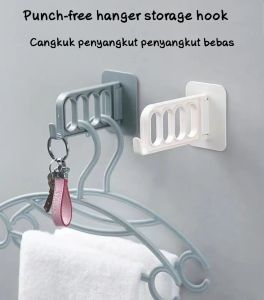 Punch-free and Seamless Sticking 4-hole Towel Cabinet Receives Hanger Hook Holder Bathroom Creative Seamless Stickers Plastic Hook Hanger Drying Storge Hook Gantungan yang tidak perlu ditebuk