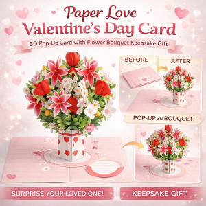 Valentines Day 3D Flower Bouquet Greeting Card Creative High-End Thank You Gift Card Romantic Unique Pop Up Design Handmade