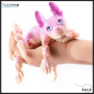 [liujinpeng] 3D Printed Sphynx Cat Animal Toy Realistic Hairless Figurine Cat Fidget Toy For Cat Lover Collector Home Decoration