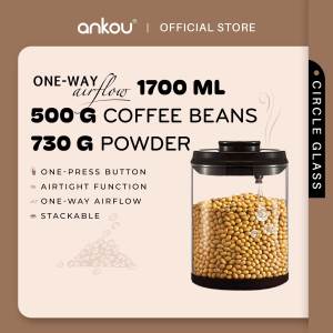 ANKOU Airtight One-Way Airflow Glass Storage/Baby Snacks Container - Circle Glass (1700ml)
