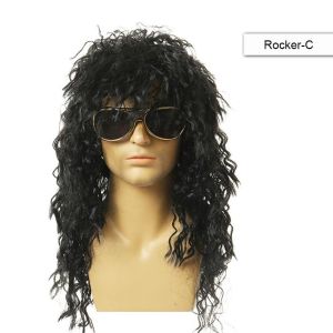 Wig Mens Wig Cyberpunk Rock Long Curly Hair Halloween Masquerade Party Wig Bob  Long Synthetic Wigs