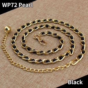 Elegant Korean Pearl Chain Belt Womens Metal Thin Waist Pearl Adjustable Dress Belt Decoration