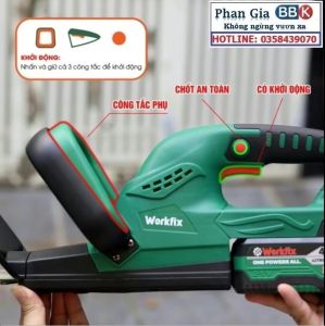 Máy cắt tỉa hàng rào cắt cây cảnh WORKFIX Chính hãng - Động cơ lõi đồng 100% - chân pin phổ thông 4cm