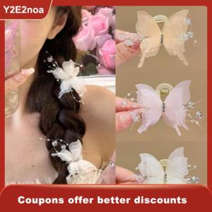 【Y2E2noa】 Tulle Butterfly Hair Clip For Women Girls Colorful Hairpin Side Clip Sweet Cute Butterfly Barrette Hair Accessories