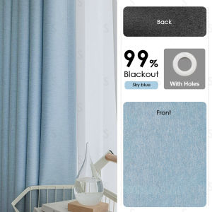 Blackout satin curtains suitable for small windows 3.0 meters wide and 2.7 meters high with metal rings sound-insula