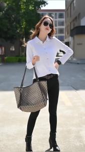 Pure Cotton Polo Collar Long Sleeved T-Shirt Womens Loose Spring/Summer New Slimming and Versatile Fashion Polo Collar Top2026