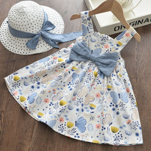 Sunday Kids Girls Backless Dress Summer Childrens Sweet Bowknot Floral Princess Dress For Kids Girl Clothes