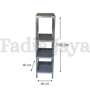 Rak Susun 4 Tingkat Besi Siku Lubang Serbaguna Hitam