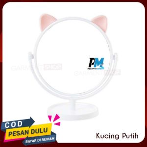 Cermin Make Up Motif Telinga Kucing Kelinci Standing Mirror Bulat Lucu