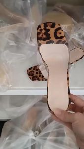 [Free Shipping] Large Size Heel Shoes Square-Toed Transparent Large-Size WomenS High-Heel Sandals