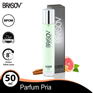 BRASOV Original Eau De Parfum Pria EXTREME GREY 50 ml Perfume Cologne Tahan Lama Asli Halal Terlaris COD XX-CT Abu