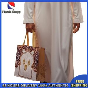 Vktech Womens Ramadan Gift Tote Bags 16 Pack Non-Woven Eid Bags with Handles 29x22x6cm Islamic Muslim Kareem Party Supplies