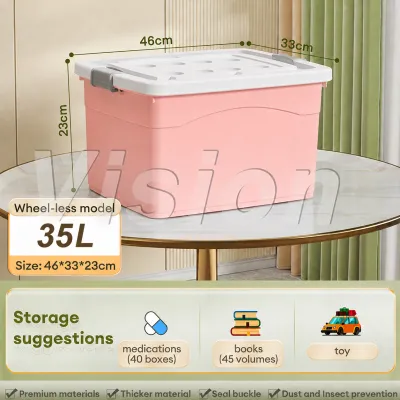 VISION Multifunctional Stackable Storage Box with Lid – Large Dustproof & Moisture-Proof Organizer for Clothes Quilts Toys & Snacks