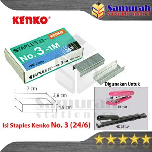 Isi Staples Kenko No. 3 Per Box Isi 20 Pak / Refill Stapler no 3 / isi Stepler Hekter Tangan HD 50