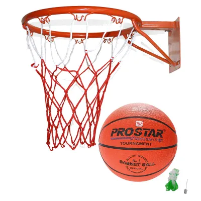 Combo Vành Bóng Rổ 35cm + Quả Bóng Rổ Số 5 (Kèm Lưới Và Kim Bơm Bóng)