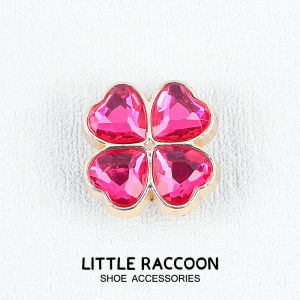 Charm cross jibbitz Phụ Kiện Giày Kim Loại Khóa Lỗ Kim Cương Đá Quý Nhiều Màu Sắc Cỏ Bốn Lá Barbie Màu Hồng sticker dép cross