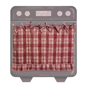 DNFIWN3 Handmade Oven Skirt Heat-Resistant Ruffle Trim Oven Door Curtain Effortless Install Rustic Decorative Oven Cover Farmhouse Kitchen