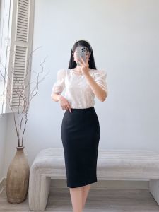 Áo kiểu dáng suông cổ tròn tay lỡ họa tiết hoa thêu thời trang Eden - ASM231