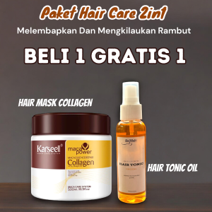 Karseell Hair Mask Collagen & Hair Tonic Salon Paket Treatmen Rambut 2in1 Untuk Rambut Rusak Rontok