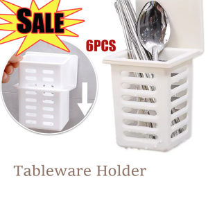 6PCS Kitchen Tableware Holder Wall Hanging Chopsticks Storage Box Kitchen Bathroom Storage Rack
