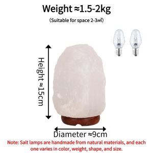 5A Grade Himalayan White Salt Crystal Lamp–Natural Handcrafted Salt Night Light with Solid Wood Base