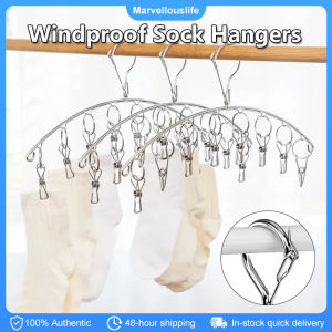 10 Pegs Stainless Steel Clothes Drying Hanger Windproof Sock Clips Underwear Socks Holder