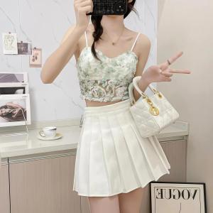 Touching.Me🤩🤩 ชุดนอนเซ็กซี่ ลายดอกไม้หักๆ ลูกไม้ระบายอากาศ พร้อมแผ่นรองหน้าอก หวานและน่ารัก สายเอี๊ยมเซ็กซี่