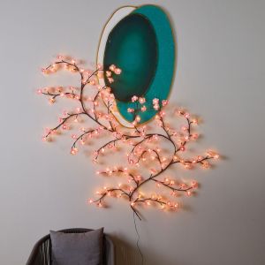 ZG285 สร้างสรรค์และสร้างสรรค์ ไฟดอกซากุระ LED ที่ส่องสว่างส่องสว่าง 48/72/96/144 LED ไฟตกแต่งผนัง ประณีตประณีตประณีต หลายสี สายแสงบรรยากาศ ของตกแต่งบ้าน