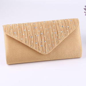 Fashionable Popular Womens Handheld Bag Silk Satin Inlaid Diamond Envelope Bag
