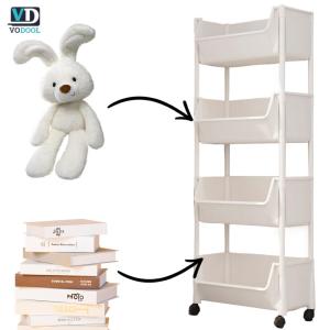 [Uetech] Multi-Tier Snacks Trolley with Wheel Plastic Cart Organizer for Kitchen Bathroom Living Room Office