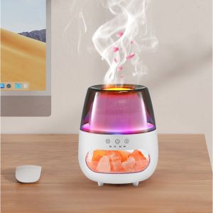 💦Salt Stone Aroma Diffuser 💦 เครื่องพ่นอโรม่าตัวใหญ่พร้อมหินเกลือ เพื่อสุขภาพ ไฟหลากสี ขนาด 240 ml.