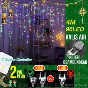 【Ready Stock】10M 216LED Lampu raya Solar Outdoor Waterproof LED Lights 8 Modes Warm/Color Krismas Hari raya Decorations Items