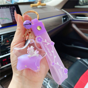 Gantungan Kunci Star unicorn lucu Aksen Pasir Glitter Cair Kunci Mobil Liontin Pasangan Sepasang Gantungan Kunci arctic deer