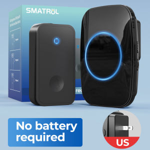 SMATRUL Wireless DoorbellNo need battery150M Range Smart Home Door Bell Waterproof 60 Chime Ring Battery 1 2 Button AC Electric 1 2 3 Receiver 110v 220V 240V led light for home security office dustproof