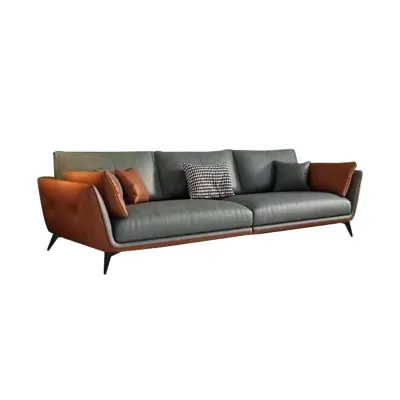 Living Mall Turin 1/2/3/4 Seater Fabric / Faux Leather Sofa with Ottoman in 8 Colors