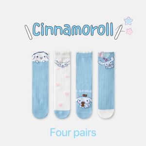 Sanrio Socks Cinnamoroll Kawaii Cartoon Anime Cute Children Infant Cotton Summer Sock Gifts Girls