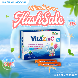 Siro uống VitaZinC hỗ trợ ăn ngon tăng cường sức khỏe nâng cao sức đề kháng Hộp 20 ống