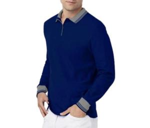 Son Clothing Kaos Kerah pria Polo shirt polos kombinasi kerah abu lengan panjang size M L XL XXL