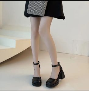 [Hoàn Tiền 15%]Giày Lolita nữ cao gót đế độn da bóng thiết kế khoét eo gót cao 9p cực đẹp