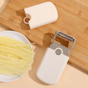 BMFUEW Double Head Use 3-in-1 Multi-functional Vegetable Peeler Stainless Steel Thickened Potato Wavy Cutter Creative with Cover Vegetable Grater Kitchen