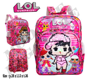 Tas Ransel Sekolah Usap/Sequin Anak Perempuan SD Karakter L.O.L