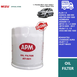 MIZU APM Perodua Kancil kenari Kelisa Kembara Viva Rusa Alza Myvi 05 - 17 Oil Filter DIY car accessories car minyak hitam 5w30 5w40 10w40 minyak injin engine oil 10w30 15w40 20w50