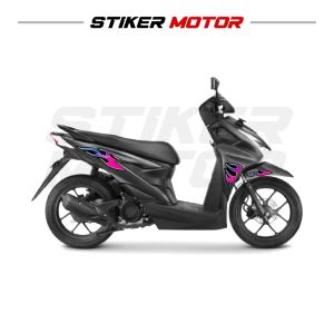 BN11 Striping Sticker Stiker Honda New Beat New Beat Street 2024 2025 Variasi Motif Api Simple Fire Lz