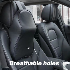 Premium Car Headrest Leather Car Neck Pillow Lumbar Back Pillows Waist Support Pillows Car Seat Neck Rest