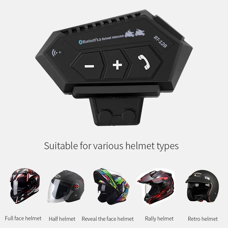 BT-12B Motorcycle Helmet Headset Bluetooth CSR Intercom for
