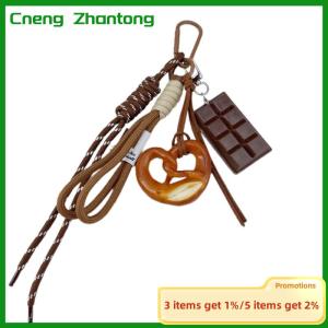 Cneng Braided Rope Bag Pendant Alkaline Water Bread Keychain Pendant Cute Bag Pendant Chocolate Pendant