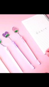 Bút mực gel treo dâu cherry nhũ kim tuyến lấp lánh